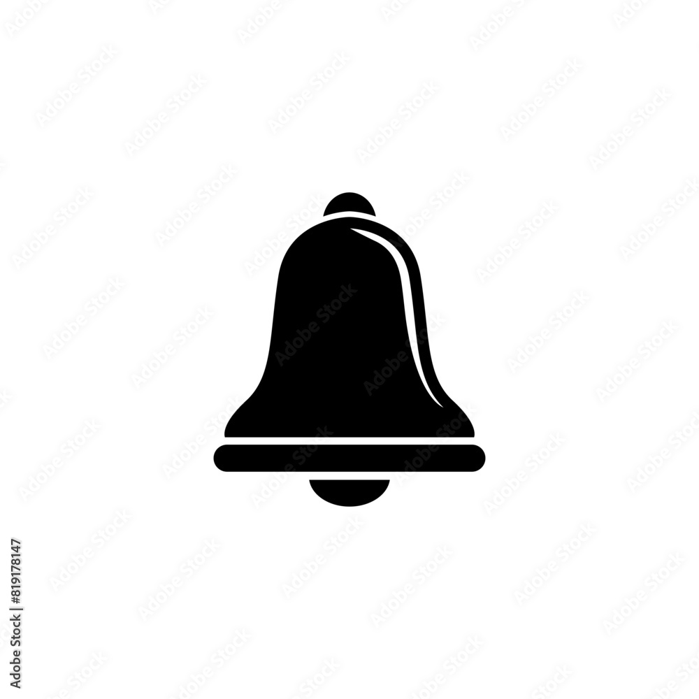 A simple black and white icon depicting a classic bell shape, representing notification, alarm, alert, or attention-grabbing concepts A simple black and white icon depicting a classic bell shape, representing notification, alarm, alert, or attention-grabbing concepts