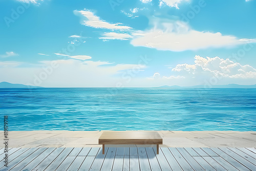 summer product backdrop, blue sea background Summer, 