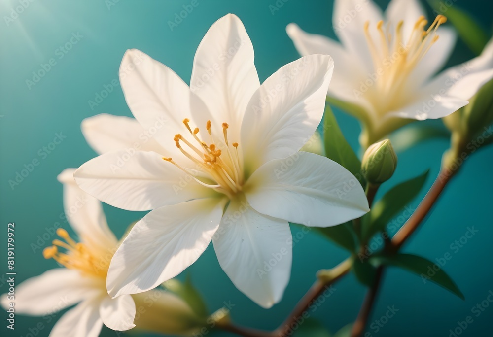 Fototapeta premium Jasmine flower closeup Realistic Light understand sun light significantly summer flower concept