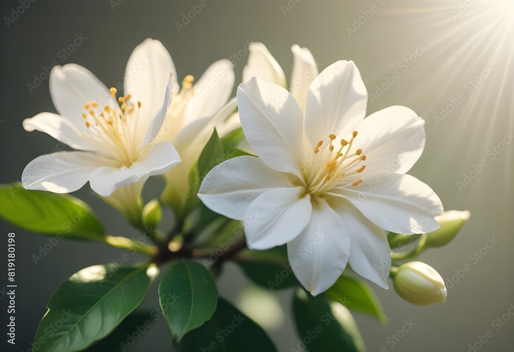 Fototapeta premium Jasmine flower closeup Realistic Light understand sun light significantly summer flower concept