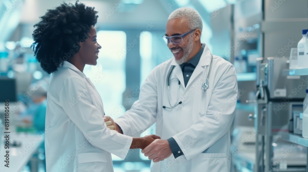 Collegial Handshake in Laboratory Collegial Handshake in Laboratory