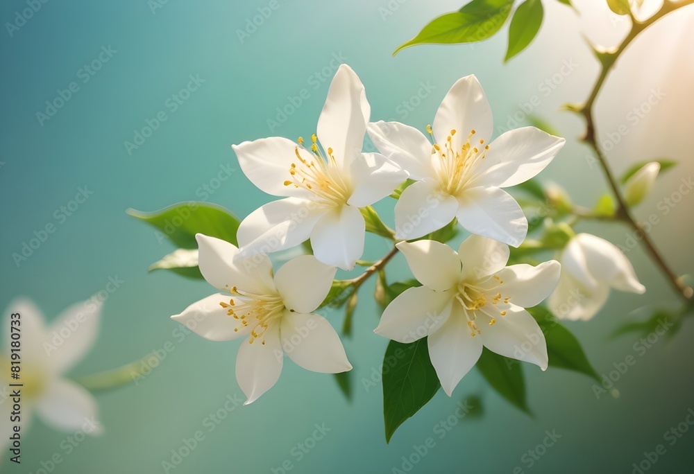 Fototapeta premium Jasmine flower closeup Realistic Light understand sun light significantly summer flower concept