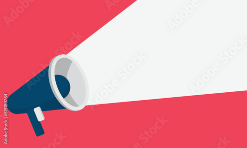 shouting megaphone vector Illustration on blue banner background, concept of join us, job vacancy and announcement in modern flat cartoon style design.