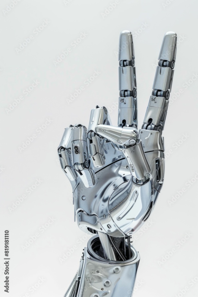Robotic Hand Making the Peace Sign. Generative ai Robotic Hand Making the Peace Sign. Generative ai