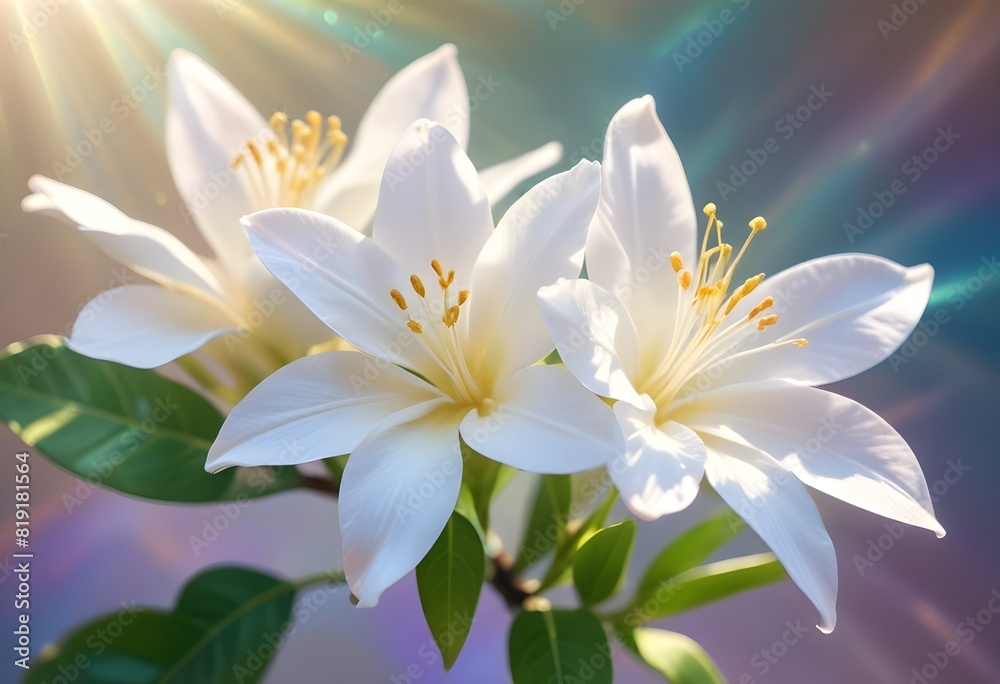 Naklejka premium Jasmine flower closeup Realistic Light understand sun light significantly summer flower concept