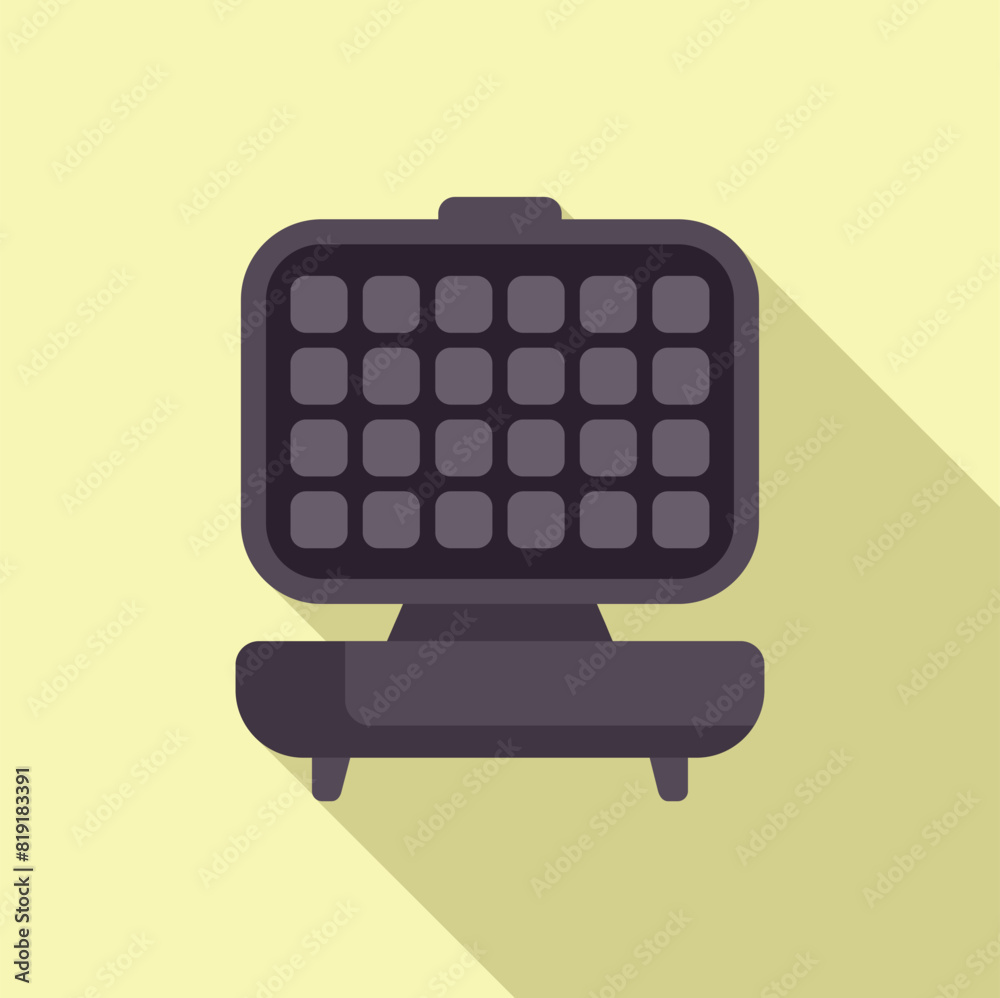 Minimalist flat design of a waffle iron with a shadow effect, set on a pastel background Minimalist flat design of a waffle iron with a shadow effect, set on a pastel background