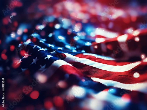 American flag bokeh footage