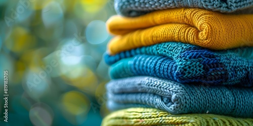 Promoting Eco-Friendly Practices: Close-up of Secondhand Clothes Bundle. Concept Eco-Friendly Fashion, Secondhand Style, Sustainable Living, Recycling Clothes, Thrift Store Finds