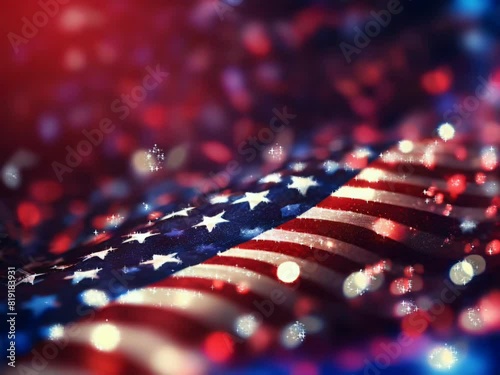 American flag bokeh footage