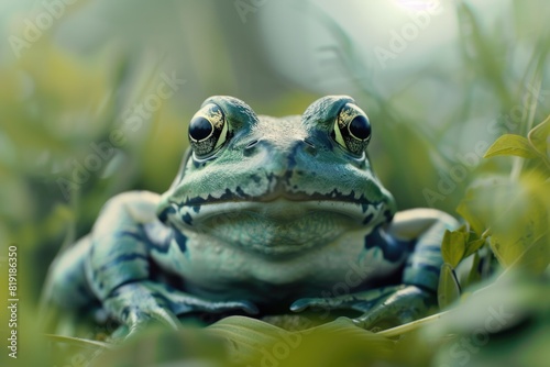 Close up of a frog in natural habitat  suitable for wildlife themes
