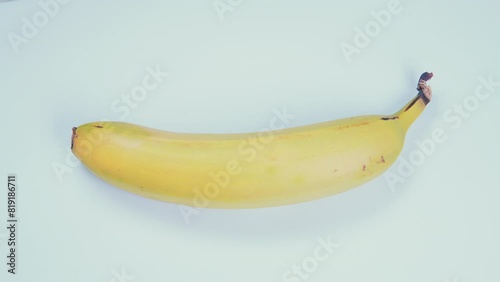 Ripening And Decaying Banana Isolated On White Background. Bright Yellow Ripe Banana Lies And Overripe. Time Lapse Decay.