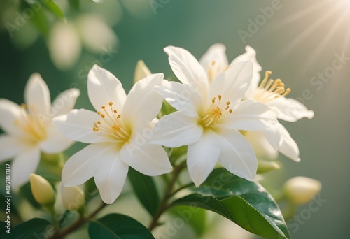 Jasmine flower closeup Realistic Light understand sun light significantly summer season flower concept