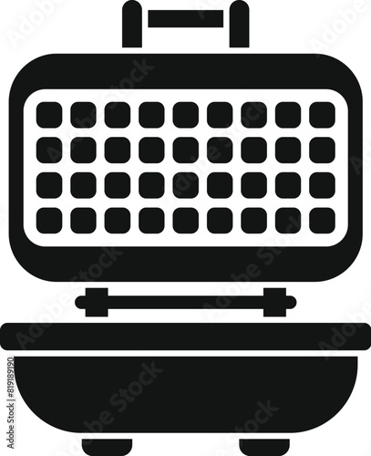 Vector illustration of a waffle iron icon in a bold black and white silhouette style