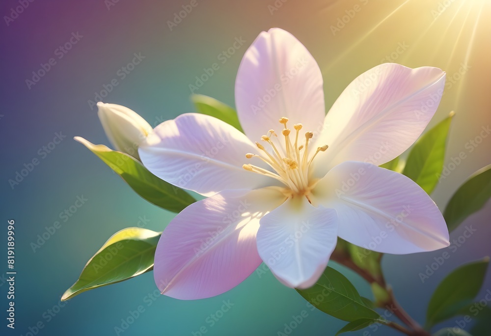 Fototapeta premium Jasmine flower closeup Realistic Light understand sun light significantly summer season flower concept