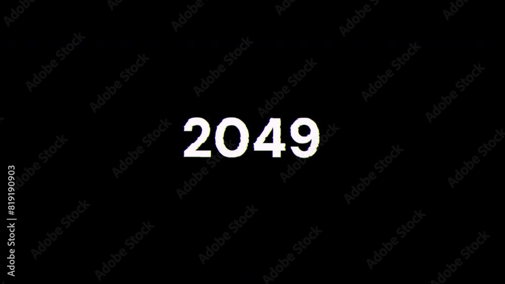2049 text with screen effects of technological failures. Spectacular screen glitch with various kinds of interference. Looped 2049 text with screen effects of technological failures. Spectacular screen glitch with various kinds of interference. Looped