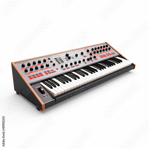 One gray synthesizer isolated on white background