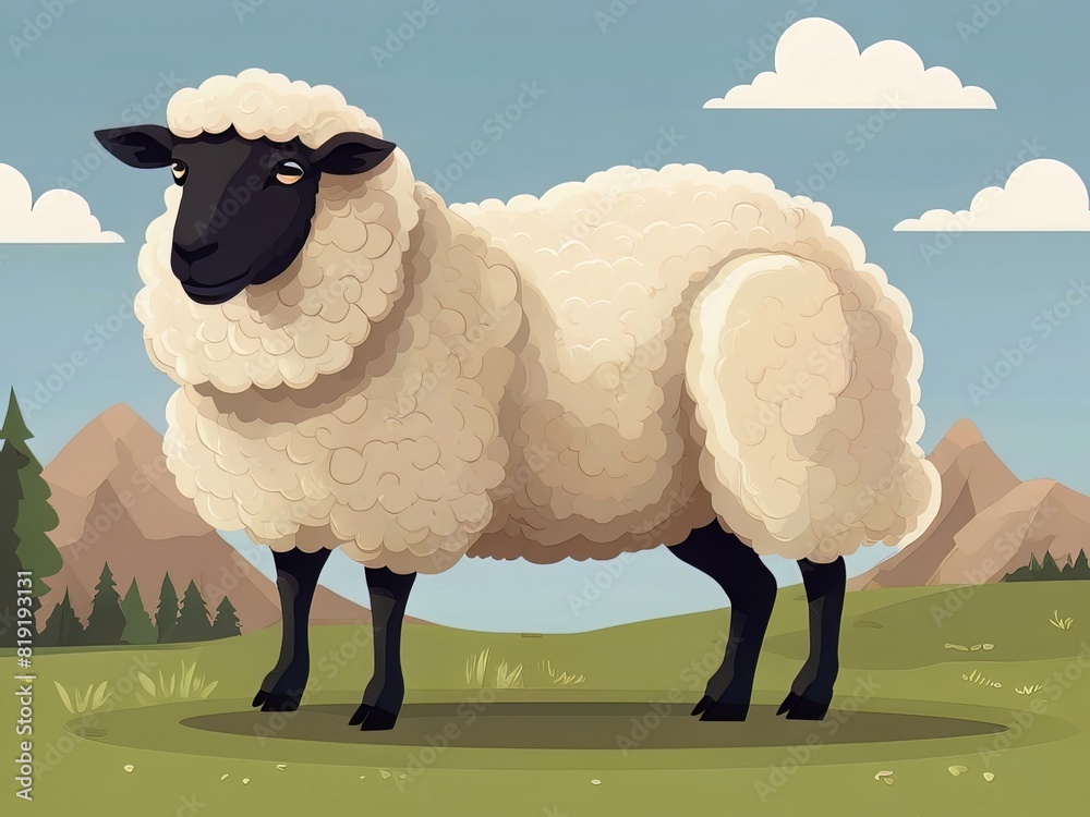 Sheep flat Vector illustration generative ai Sheep flat Vector illustration generative ai