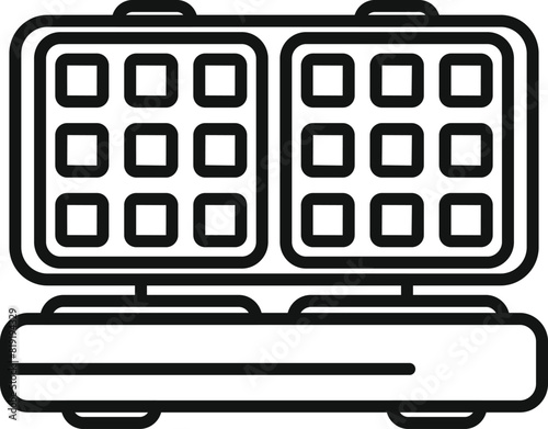 Vector illustration of a waffle maker in a simple line art style, suitable for kitchen appliance concepts