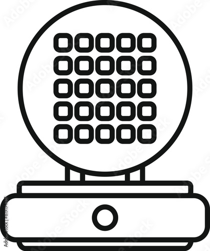 Simple black outline icon of an electric waffle maker, ideal for kitchen appliance concepts