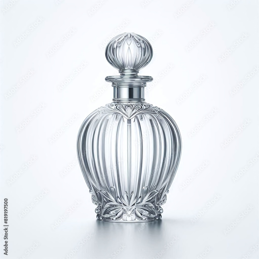 Elegant Crystal Perfume Bottle with Detailed Carvings