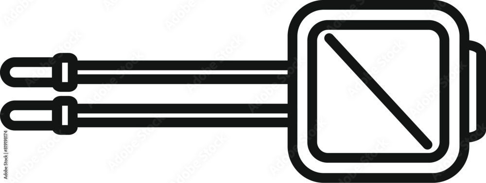 Vector line art of a twopronged electric plug, ideal for web and technology themes