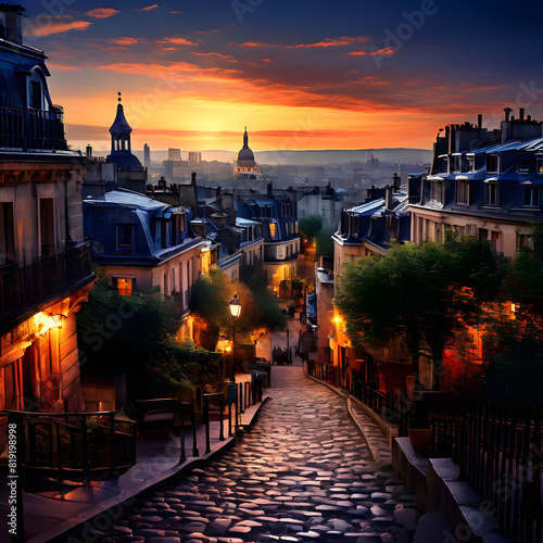Montmartre and Sacre Coeur in Paris  ai-generatet