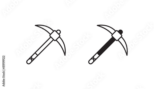 Pickaxe icon design with white background stock illustration