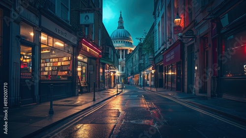 Evening Glow St Pauls Cathedral and London Street photo