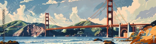 Iconic Golden Gate Bridge in San Francisco.