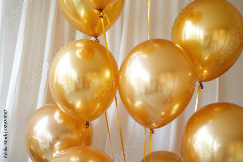50" gold helium foil balloons with a bunch of gold balloons