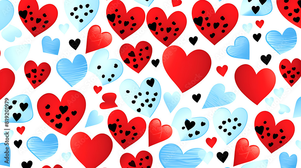 Seamless heart pattern with texture in multiple colors Seamless heart pattern with texture in multiple colors