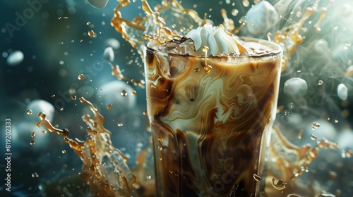 Refreshing iced coffee with a splash of cream.
