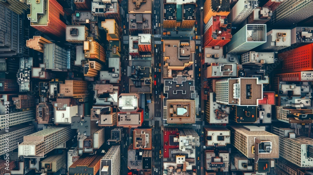 Urban Texture Collage Flat Design: Top View Cityscape Illustration