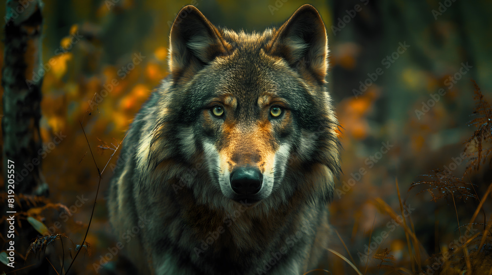 Majestic Wolf in Golden Light - Nature Wildlife Photography
