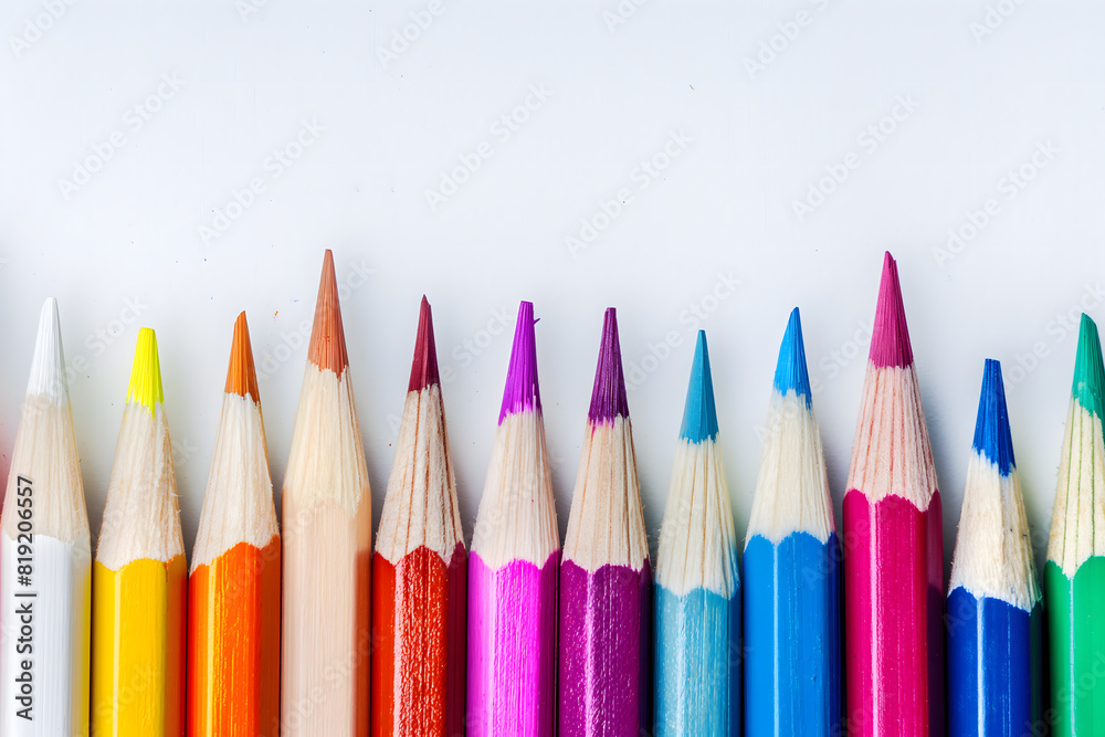 Vibrant Colored Pencils on a Bright White Background Vibrant Colored Pencils on a Bright White Background