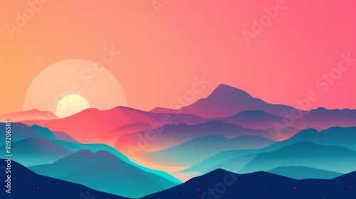 Gradient blur background flat design side view soothing visual theme cartoon drawing Split-complementary color scheme