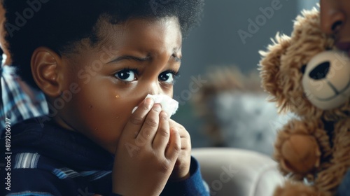 A young boy feeling unwell