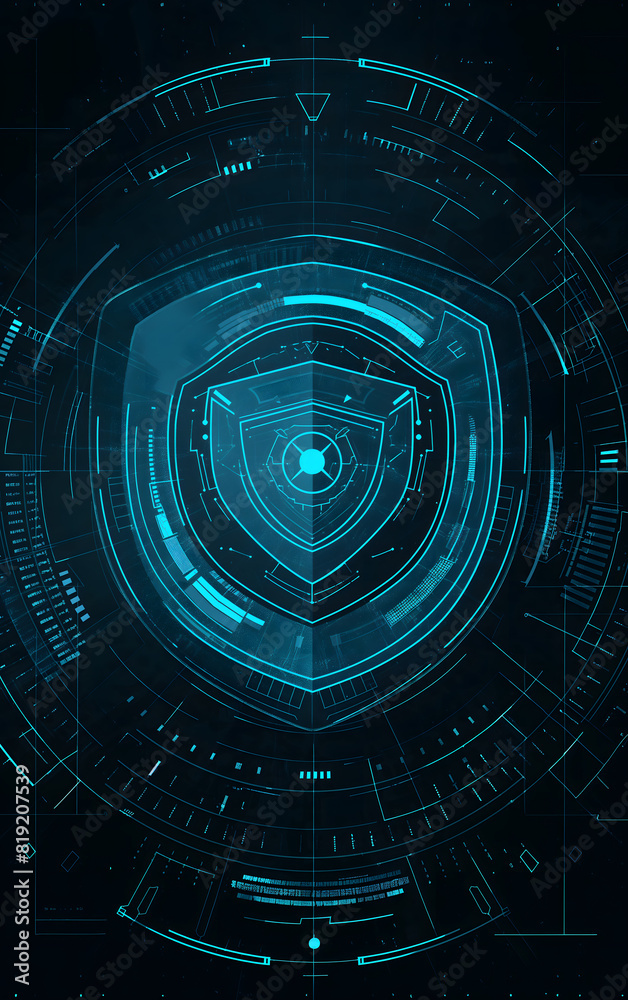 Obraz premium Futuristic Interface HUD Design with Glowing Blue Elements