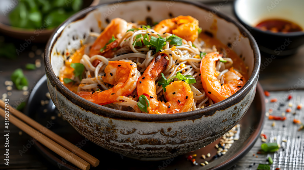 Succulent Shrimp Stir-Fry with Noodles and Fresh Herbs Succulent Shrimp Stir-Fry with Noodles and Fresh Herbs