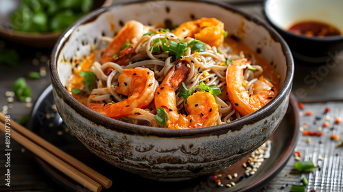 Succulent Shrimp Stir-Fry with Noodles and Fresh Herbs