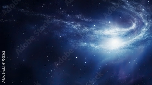 Abstract blue galaxy with stars and nebula. Beautiful space background.