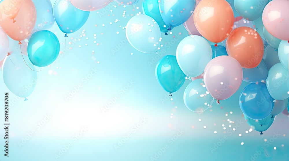 Colorful balloons on blue shinny sky background. Colorful balloons on blue shinny sky background.