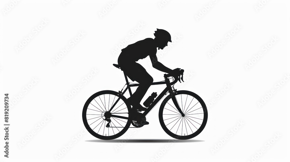 Realistic silhouette of a road bike racer, man is riding on sport bicycle isolated on white background. Realistic silhouette of a road bike racer, man is riding on sport bicycle isolated on white background.