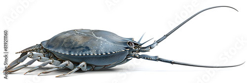Detailed Illustration of a Horseshoe Crab (Xiphosura) in its Natural Marine Setting photo