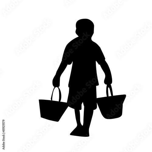 children working silhouette