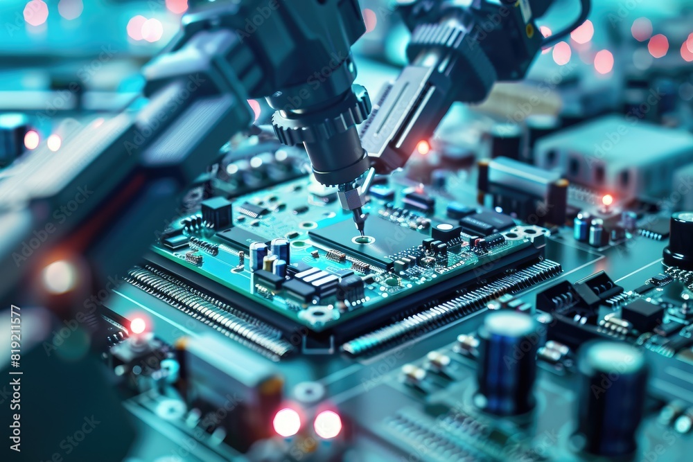 Realistic red circuit board background Realistic red circuit board background