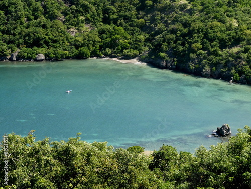 Blue tropical water in Marigot Bay  Caribbean islands of Terre de Haut  les saintes archipelago  Guadeloupe
