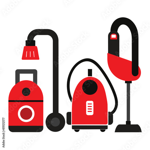 Vacuum cleaner black icons set vector on white background