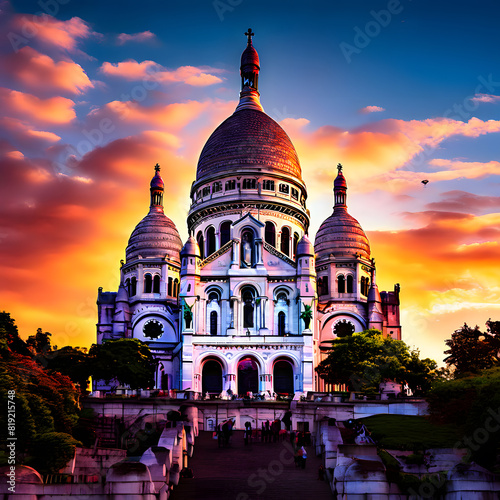 Montmartre and Sacre Coeur in Paris, ai-generatet