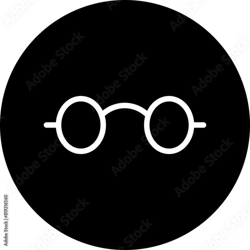 Reading Glasses Line White Circle Black Icon Design